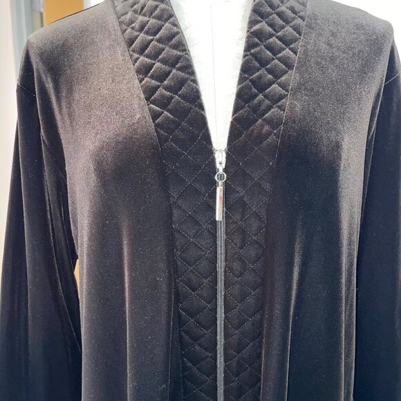 Diamond Tea Womens Robe Size Large Brown Full Zip Velvet Pockets Quilted - Picture 6 of 8